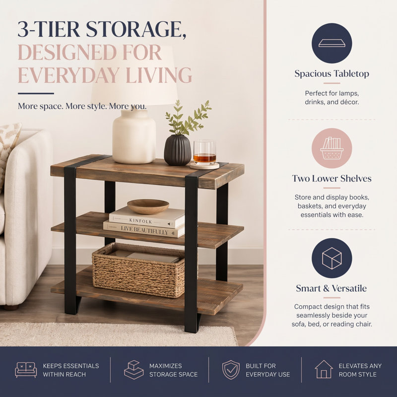 Modesto 3-Tier End Table with Shelves