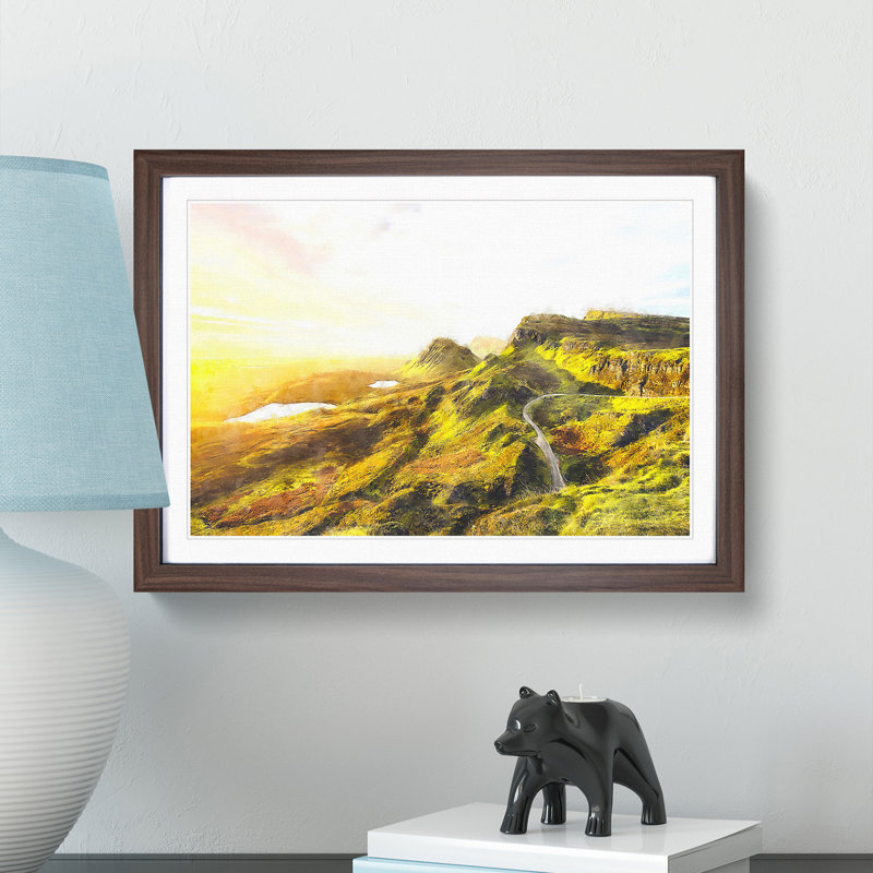 Road Through the Isle of Skye in Scotland - Framed Print, 24cm H x 33cm W x 2cm D, Walnut Framed
