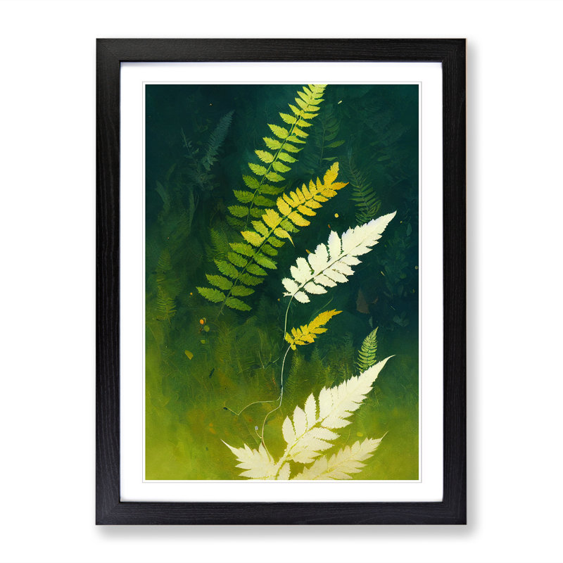 Aaren Fern Leaf Art - Picture Frame Print, Black, 64cm H x 46cm W x 2cm D