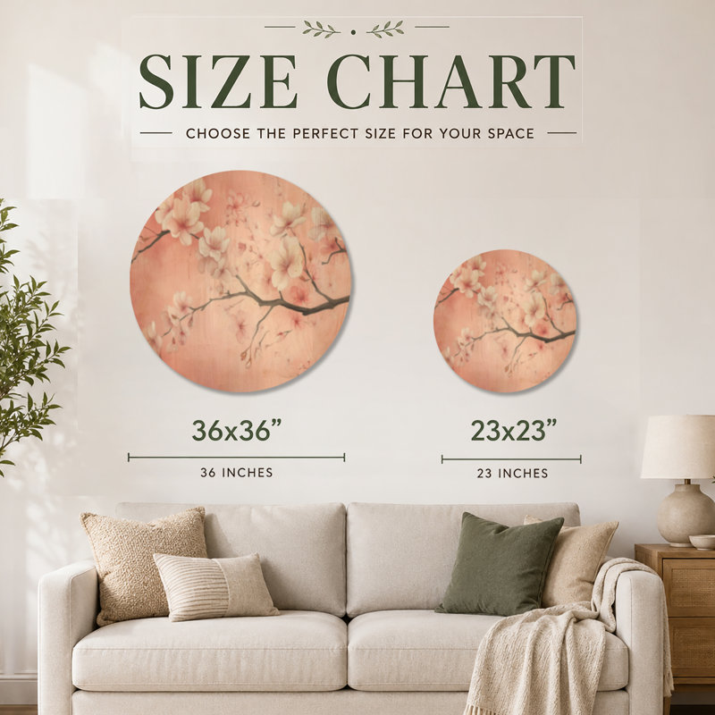 Soft Sakura Bloom I - art mural asiatique en bois, 23" Round, Rond