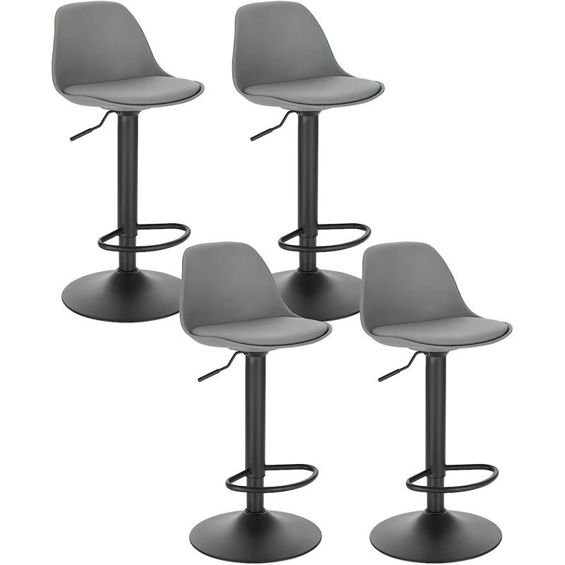 Iesha Swivel Upholstered Adjustable Height Counter Stool with Metal Frame, Grey