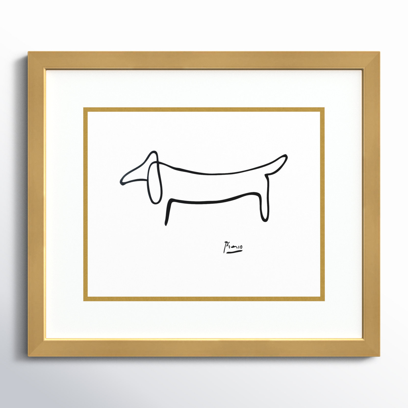 Midtown "Le Chien (The Dog)" Print, 13.25" H x 15.25" W x 0.75" D, Polished Brass Gold