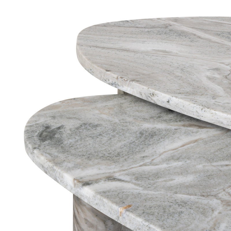 Zion Coffee Table Set - Merlot Marble, Sage Onyx