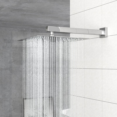 10 Inch Dual Shower Head - Wall Mounted Square With Valve And