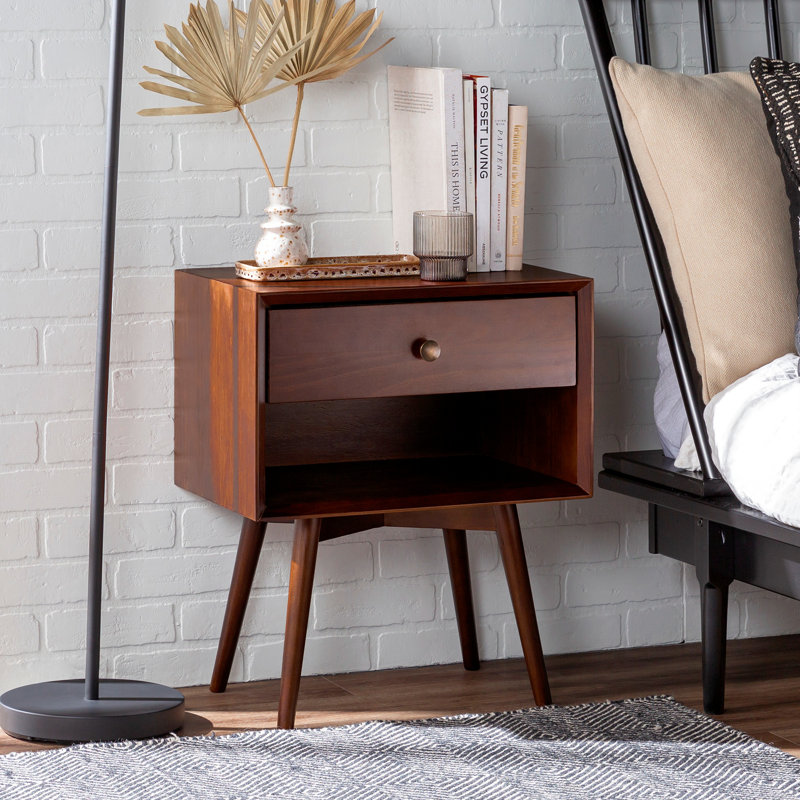 Table de chevet en bois massif Mid-Century