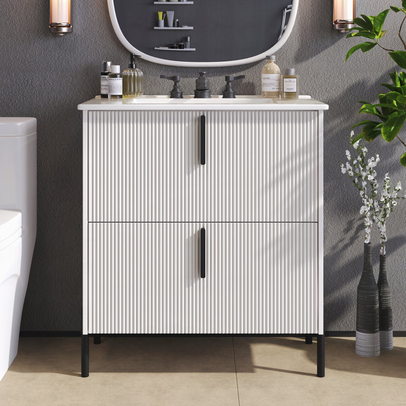 Meuble-lavabo 30 po avec lavabo en céramique, Blanc