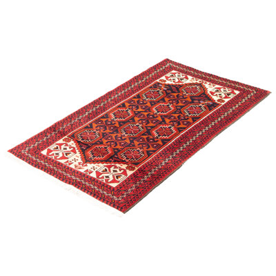Tapis bleu marine foncé en laine noué à la main de conception unique 3 pi 3 po x 5 pi 9 po New Age