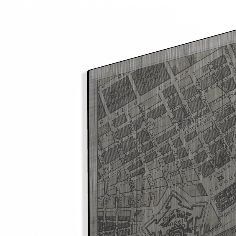  «Roma Map Panel On Wood» par Wild Apple Portfolio, art mural en métal, 16 po x 48 po