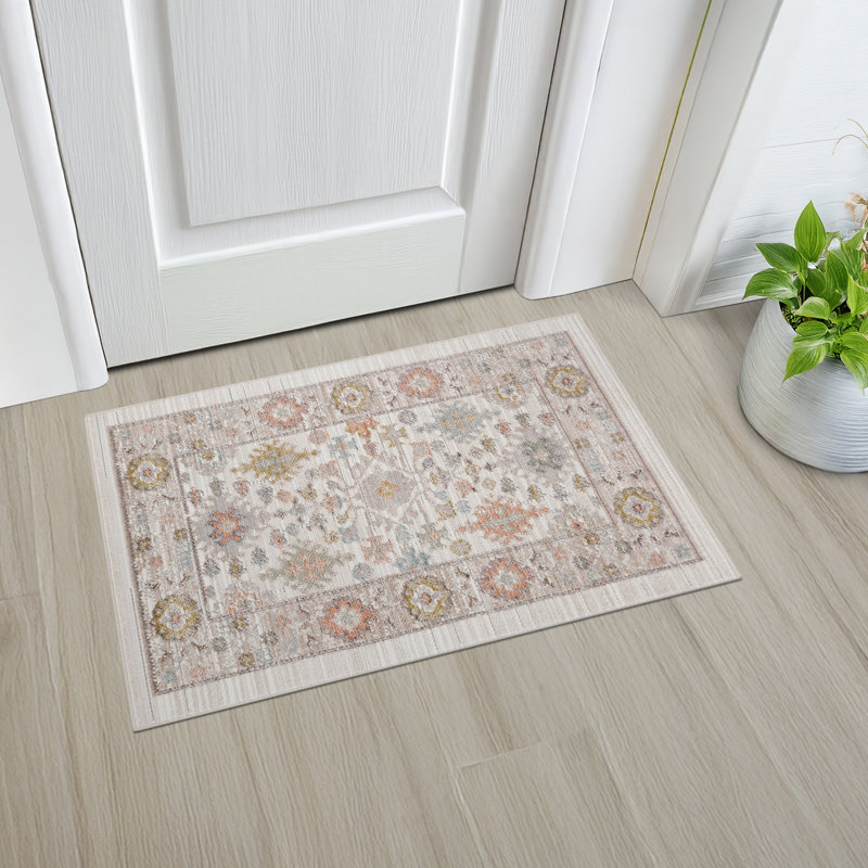 Gurpaige Traditional Oriental Brown Polyester Area Rug, Rectangle 2' x 3'