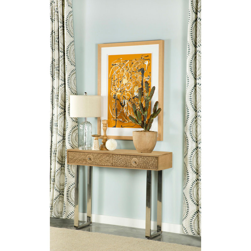 Sophisticated 2-Drawer Nightstand - Compact And Modern Design Bowdoin 2-Drawer Console Table Hand Carved Details Natural