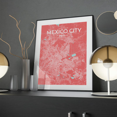 Mexico City Map in Maritime 1 Piece Wall Art