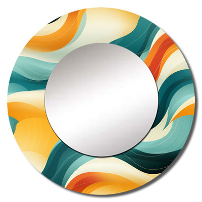Mod Wave Revival - midcentury  Decorative Wall Mirror, Mid-Century Modern Mirror, Printed Metal Art
