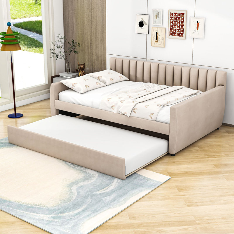 Basmala Full / Double Daybed with Trundle, Beige