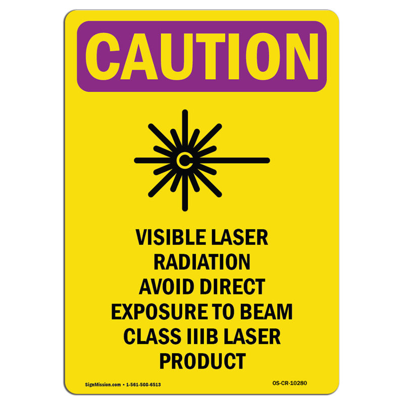 Rayonnement laser visible avec symbole en aluminium 12 x 18, H 18 po x l 12 po x P 0,1 po