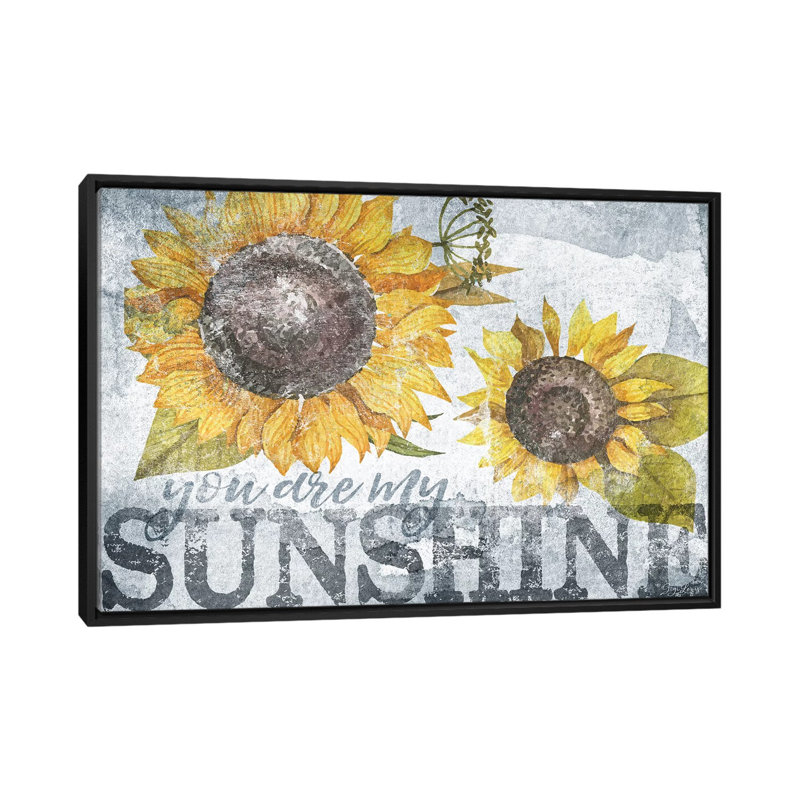 « Sunshine Sunflower » par Gigi Louise-impression, Toile avec cadre noir, Pas de tapis, H 18 po x l 26 po x P 1,5 po