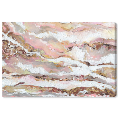 Emelinda Rose Gold Texture On Canvas by Wynwood Studio Print