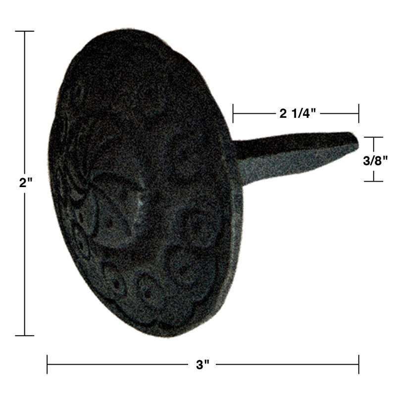 Black Wrought Iron Floral Decorative Clavos Nails 3 x 2 Inch