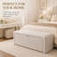Banc ottoman de rangement à ouverture latérale, recouvert de lin, 48 pouces, pour salon-1267448578