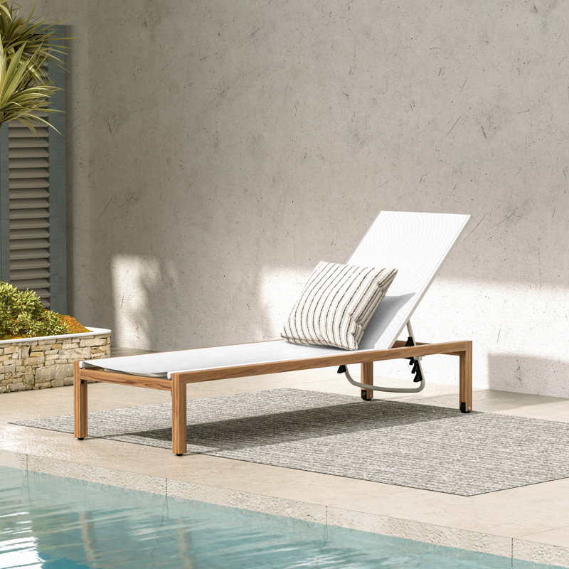 Chaise longue d'extérieur en métal Bannock, Bois de teck