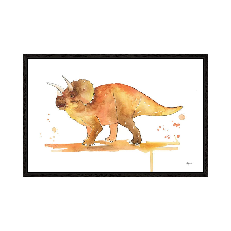 Triceratops by Kelsey McNatt - Painting on Canvas, Black Framed, 45.72cm H x 66.04cm W x 3.81cm D