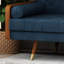 Siège Mid-Century moderne avec capitonnage à boutons, siège en tissu bleu marine charmant, pièce décorative
