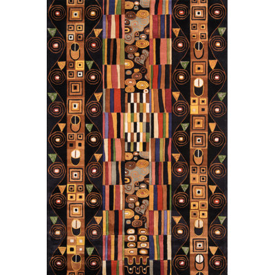 Tapis brun en laine touffeté à la main Heliana