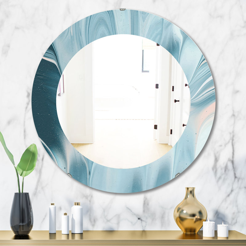 Water I Modern Traditional Wall Mirror, 31.5" H x 31.5" W