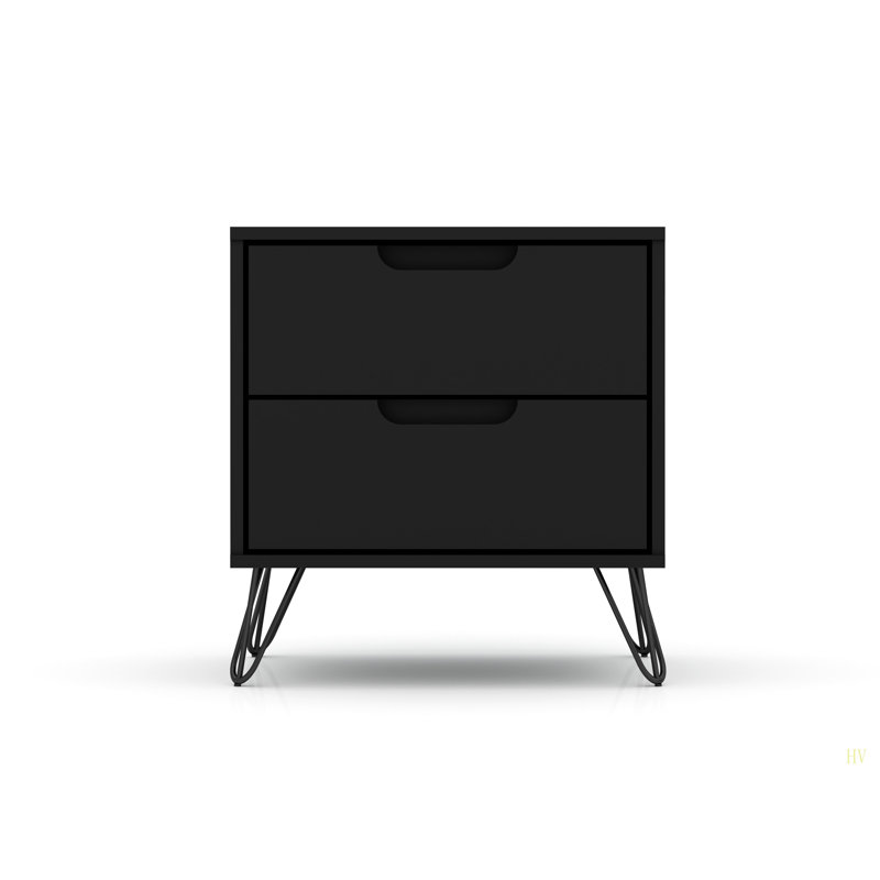 Rockefeller 20" Nightstand   (2-Drawer), Black