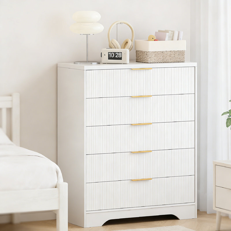 80 cm W Chest of 5 Drawers, White