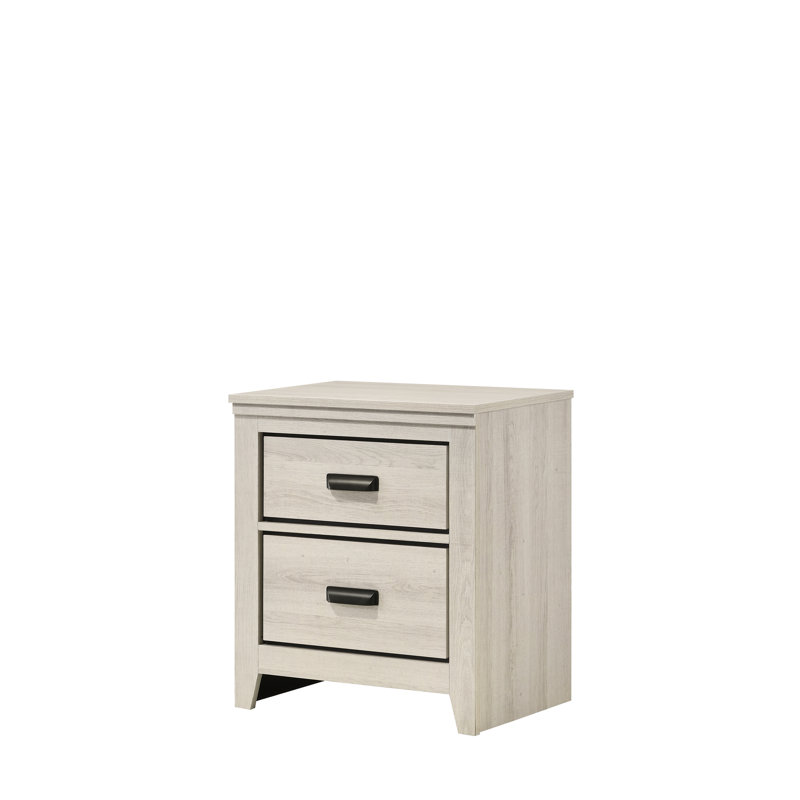 Table de chevet de la chambre à coucher 2 avec finition beige - style contemporain avec rangement et construction en métal