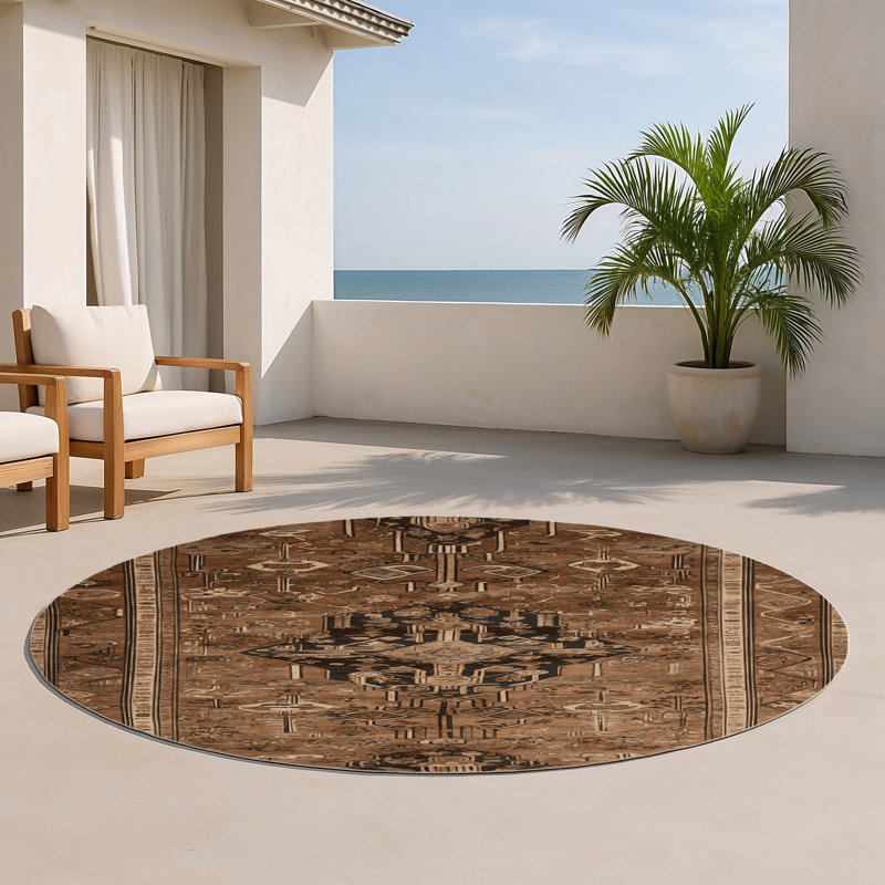 Turkish Brown Indoor and Outdoor Area Rug, Rectangle 8' x 10'