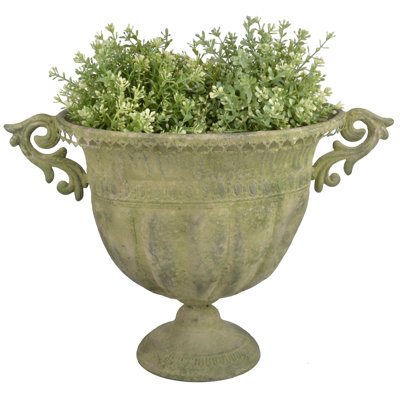 Aged Metal Green Urn Oval (Large)