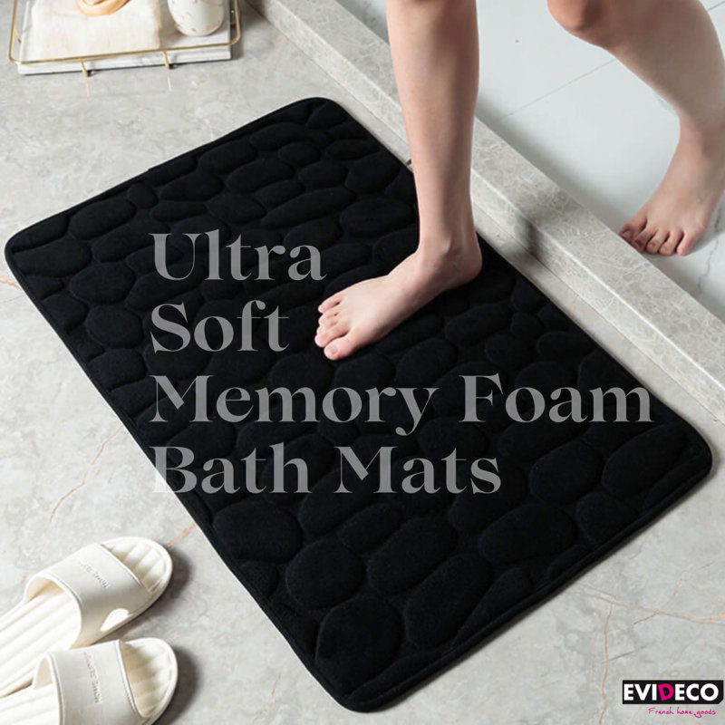 Taupe Memory Foam Runner Mat with 3D Pebble Design