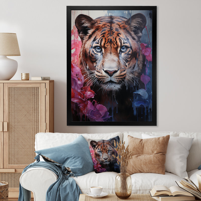 «White Pink Panther», reproduction sur toile, H 20 po x l 12 po x P 1 po, Cadre photo noir