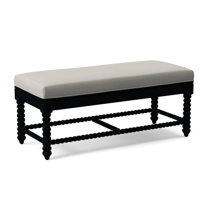 Louisa Bench, Black Finish, White Performance Fabric; 0851-94