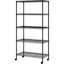 Étagère en fil métallique - Étagère de rangement réglable à 5 niveaux pour la maison, la cuisine, le bureau, le garage, la chambre à coucher, le placard - noir
