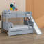 Lit superposé avec tiroirs, glissade, tablettes, échelle-901639377