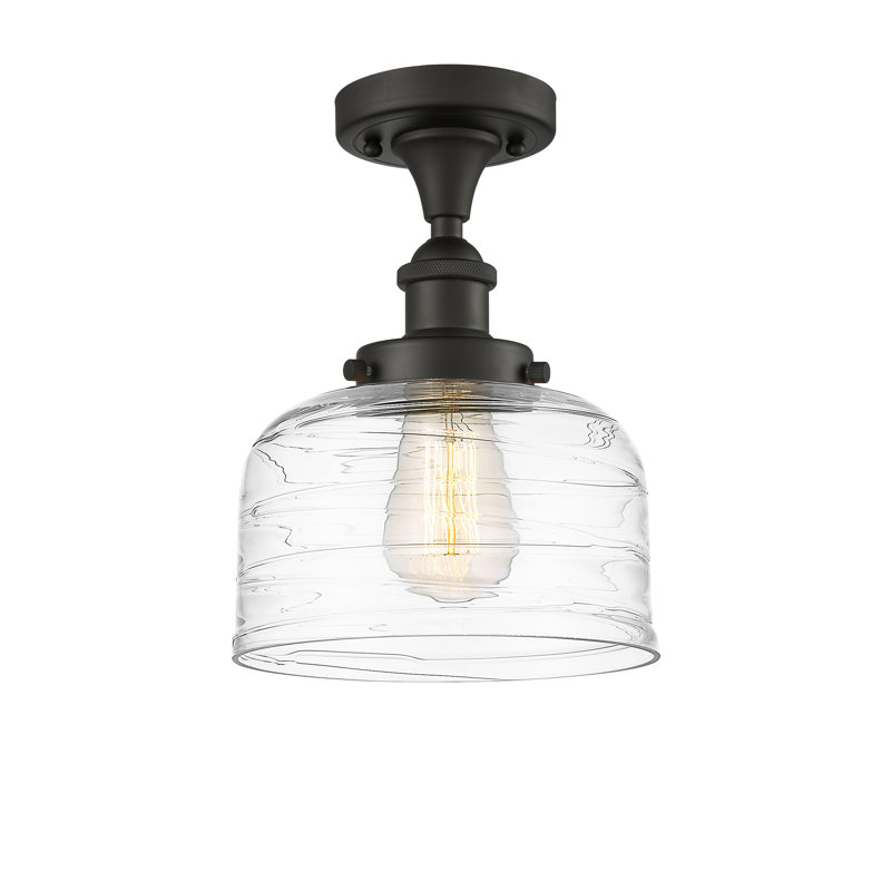 Plafonnier semi-encastré 1 lumière Anjelique, Bronze huilé, H 13 po x l 8 po x P 8 po, DEL