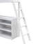 Lit simple mezzanine blanc avec étagère et bureau, cadre, bon pour les études, pas de sommier tapissier, utilisation efficace de l'espace, pin massif, L 79 po de long