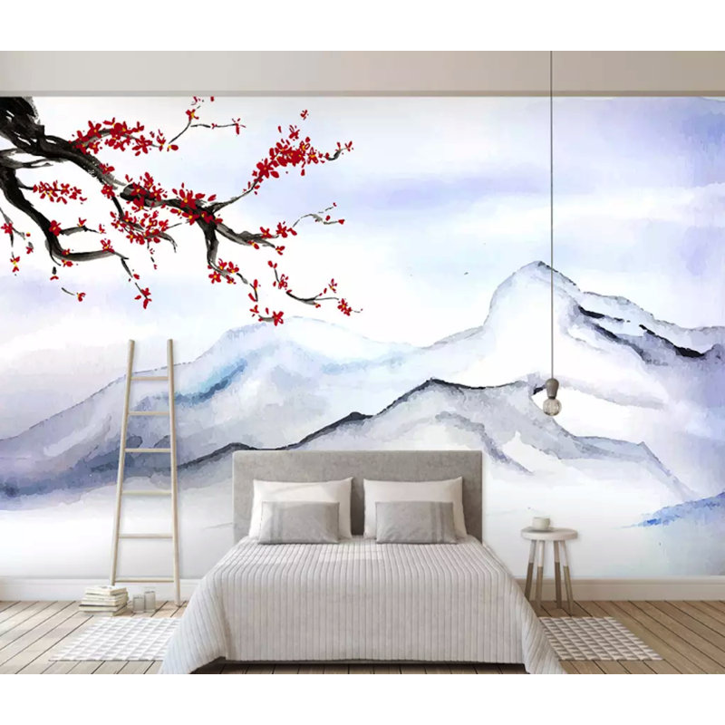 Papier peint texturé Winter Mountain Landscape, l 112 po x L 75 po