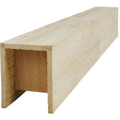 AmeriCraft Wood Wire Brushed Beam, 3-Sided (U-Beam), 7 1/2"W x 9 1/2"H x 96"L, White Washed Pickling Finish, Stain Grade Pine