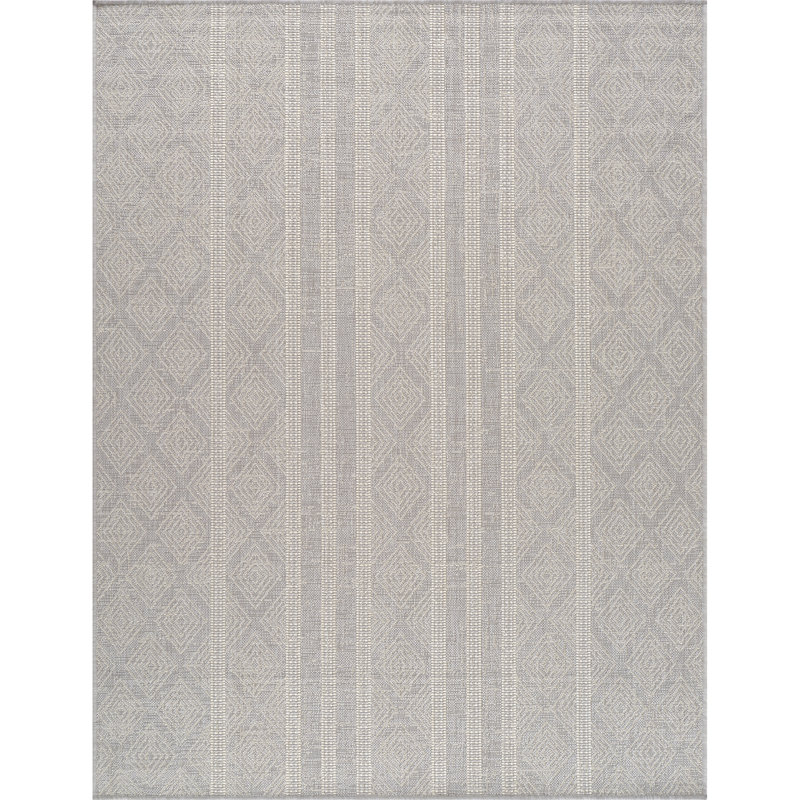 Kayley Indoor & Outdoor Boho Rug Grey/Ivory, Rectangle 160 x 213cm