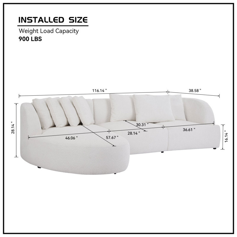 Canapé d'angle convertible Modern avec accoudoirs et canapé modulaire, méridienne gauche pour salon, bureau