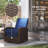 Outdoor Wicker Swivel Recliner Chair, Reclining Backrest, Lifting Footrest, 360° Rotating Basic, Water Resistant Cushions for Patio, Dark Blue-1164710896-1164710897