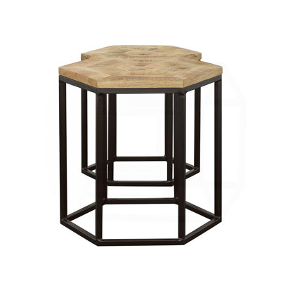 Table gigogne 2 pièces Natural and Black
