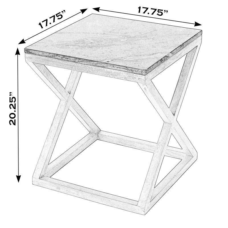 Braylon Marble & Wood End Table, Black/Walnut
