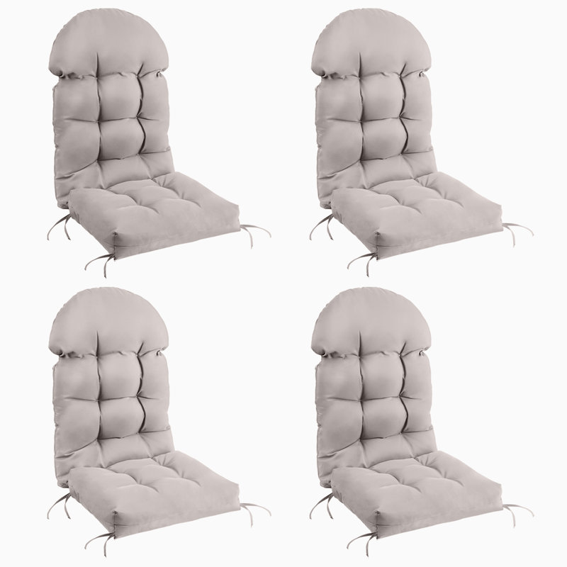 Outdoor Adirondack Chair Seat And Back Cushion, Beige, Polyester, Set of 4