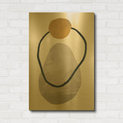 « Scandi Pebbles 7 » de Gary Williams, tableau mural en métal doré, 61 cm x 91 cm