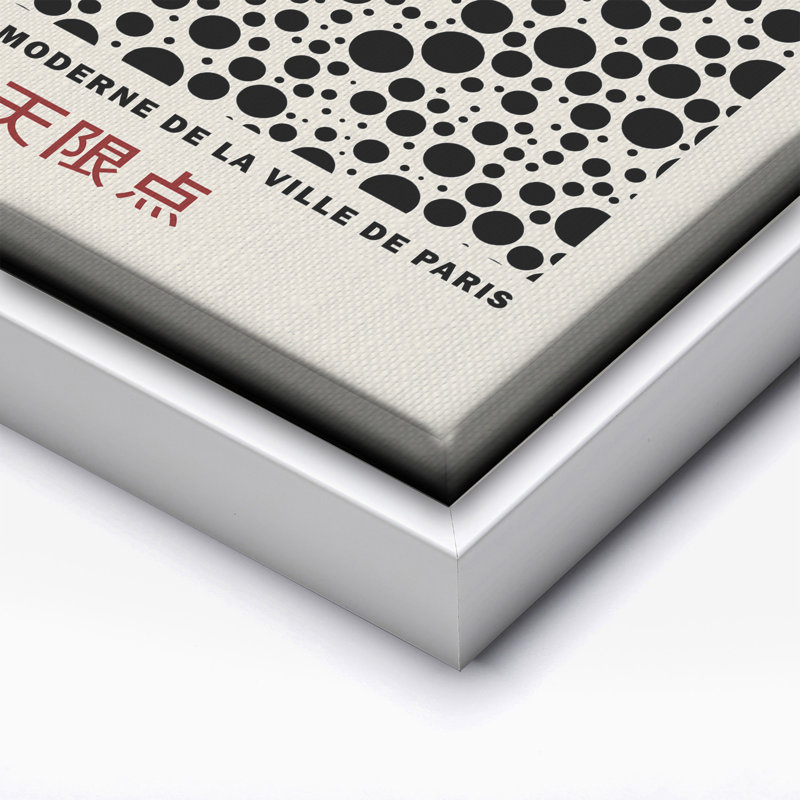 Pois noirs infinis, Canevas, Encadrement blanc, H 08 po x l 10 po