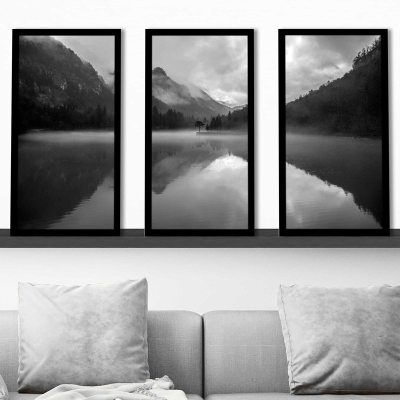 Mountain Lake by Design Fabrikken - Photographie de cadre 3 pièces, L 52,5 po x H 33,5 po x P 1 po